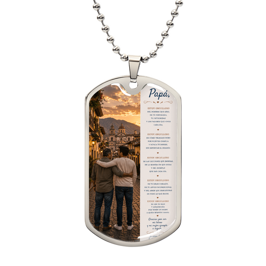 Para Mi Papá – Orgulloso De Ser Tu Hijo | Collar Dog Tag De Hijo A Padre