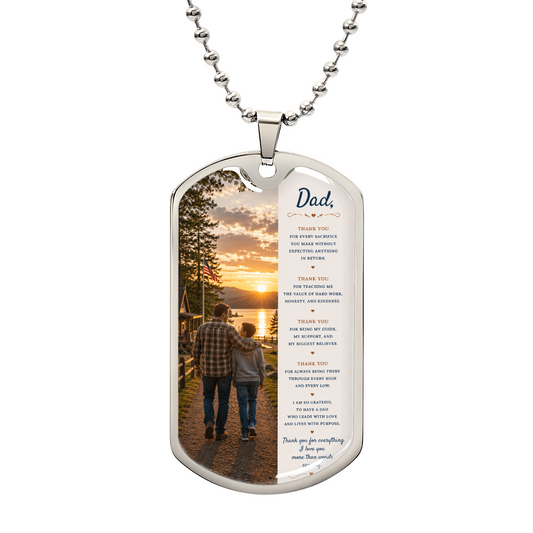 To My Dad – Thank You For Everything | Dog Tag Necklace Gift From Son