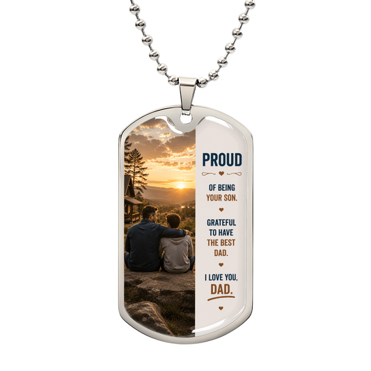To My Dad – You Mean The World To Me | Dog Tag Necklace Gift From Son