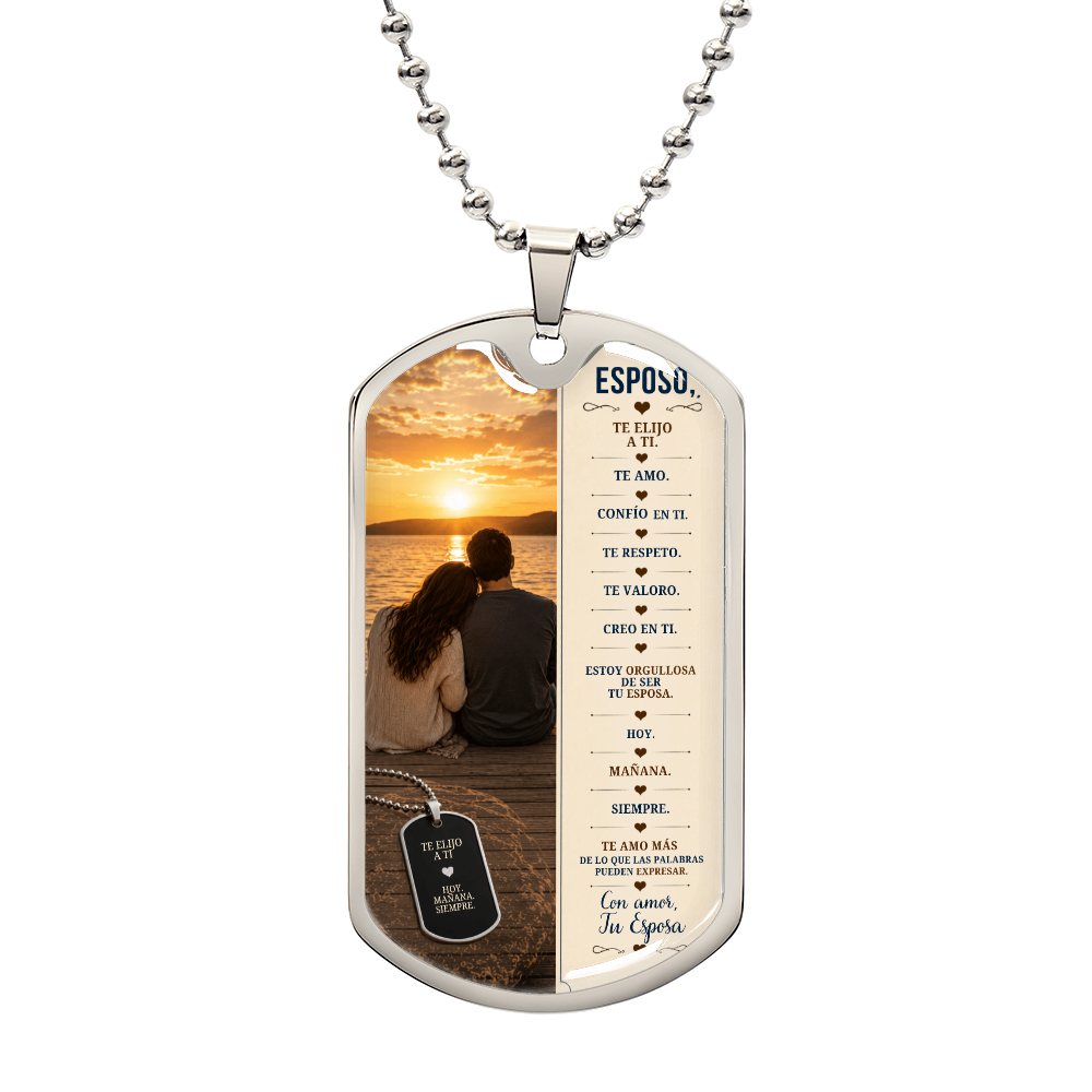 Para Mi Esposo – Te Elijo a Ti | Collar Militar Personalizado de Esposa a Esposo