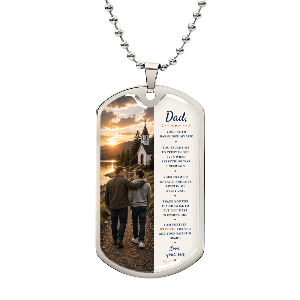 To My Dad – A Blessing from God | Dog Tag Necklace Gift from Son
