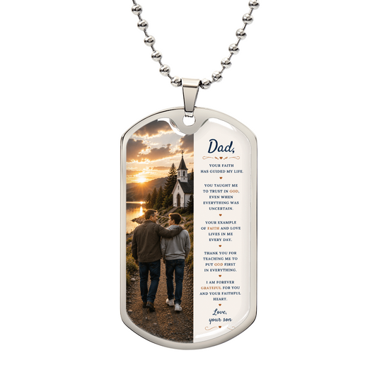 To My Dad – A Blessing from God | Dog Tag Necklace Gift from Son