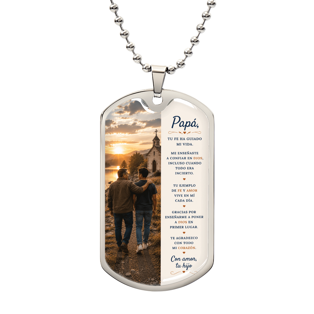 Para Mi Papá – Una Bendición de Dios | Collar Dog Tag De Hijo a Padre