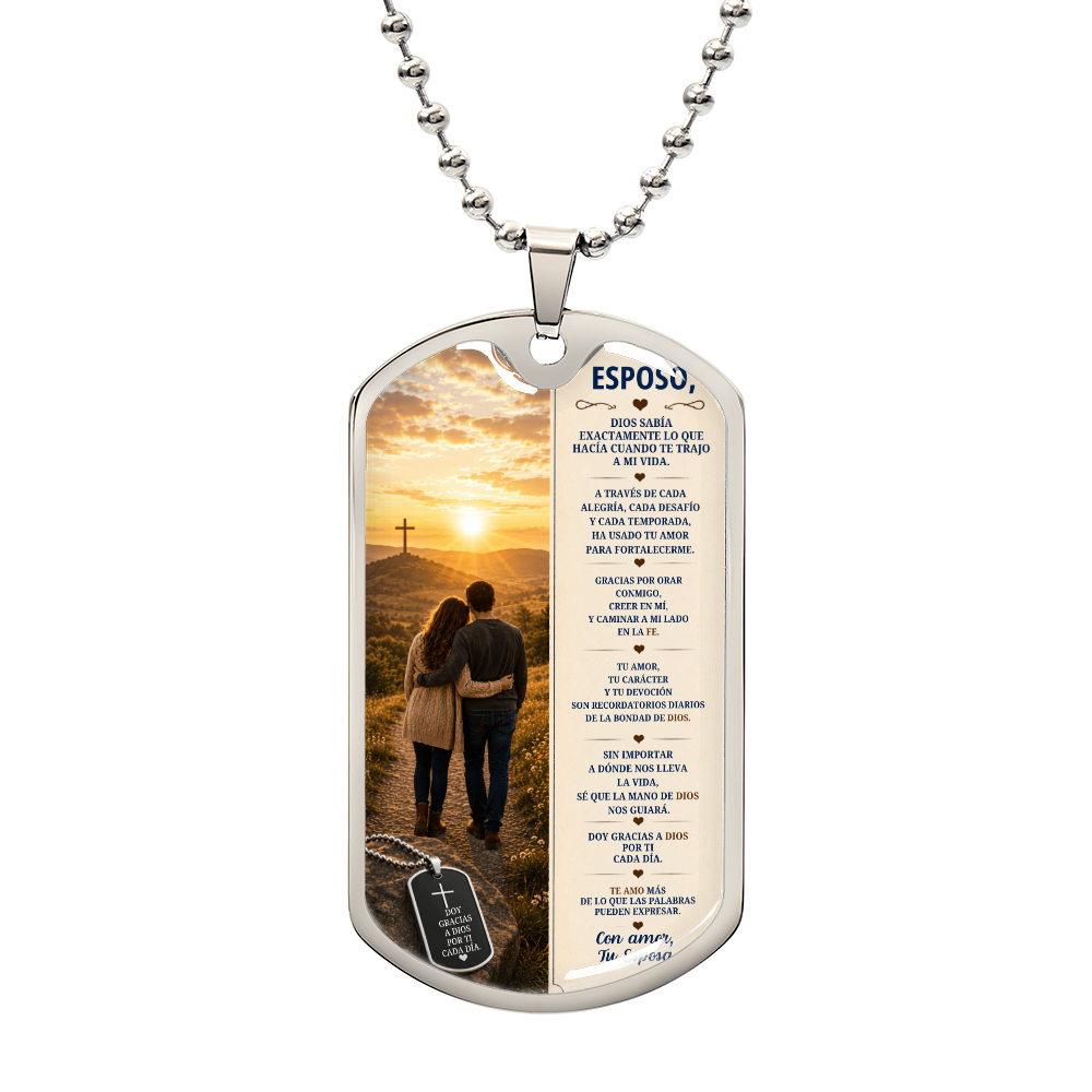 Para Mi Esposo – Dios Sabía Exactamente Lo Que Hacía | Collar Militar Personalizado de Esposa a Esposo