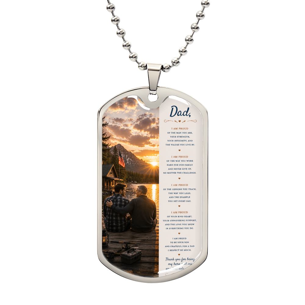 To My Dad – Proud To Be Your Son | Dog Tag Necklace Gift From Son