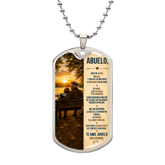 Para Mi Abuelo – Collar Militar con Placa Dog Tag | Regalo Personalizado para Abuelo | Regalo Significativo del Nieto(a)