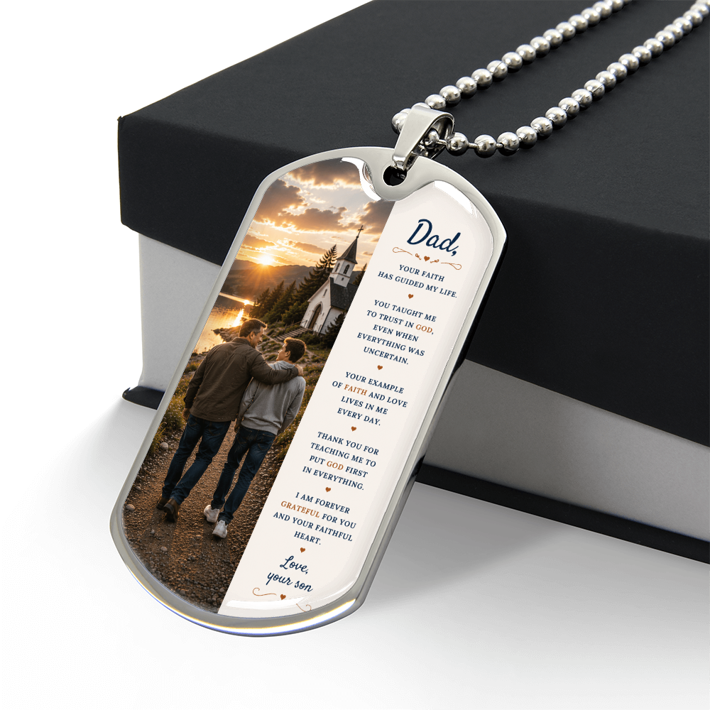 To My Dad – A Blessing from God | Dog Tag Necklace Gift from Son
