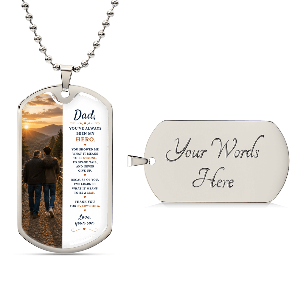To My Dad – You've Always Been My Hero | Dog Tag Necklace Gift From Son