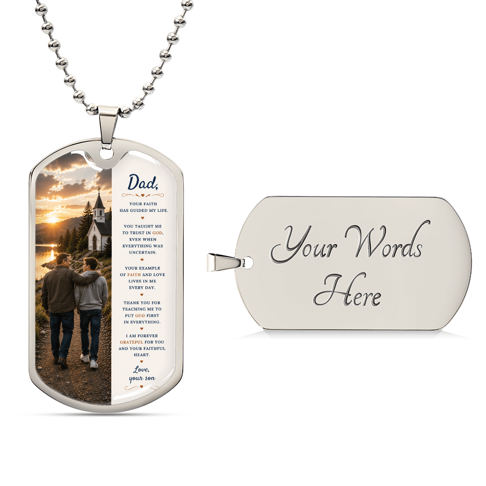 To My Dad – A Blessing from God | Dog Tag Necklace Gift from Son