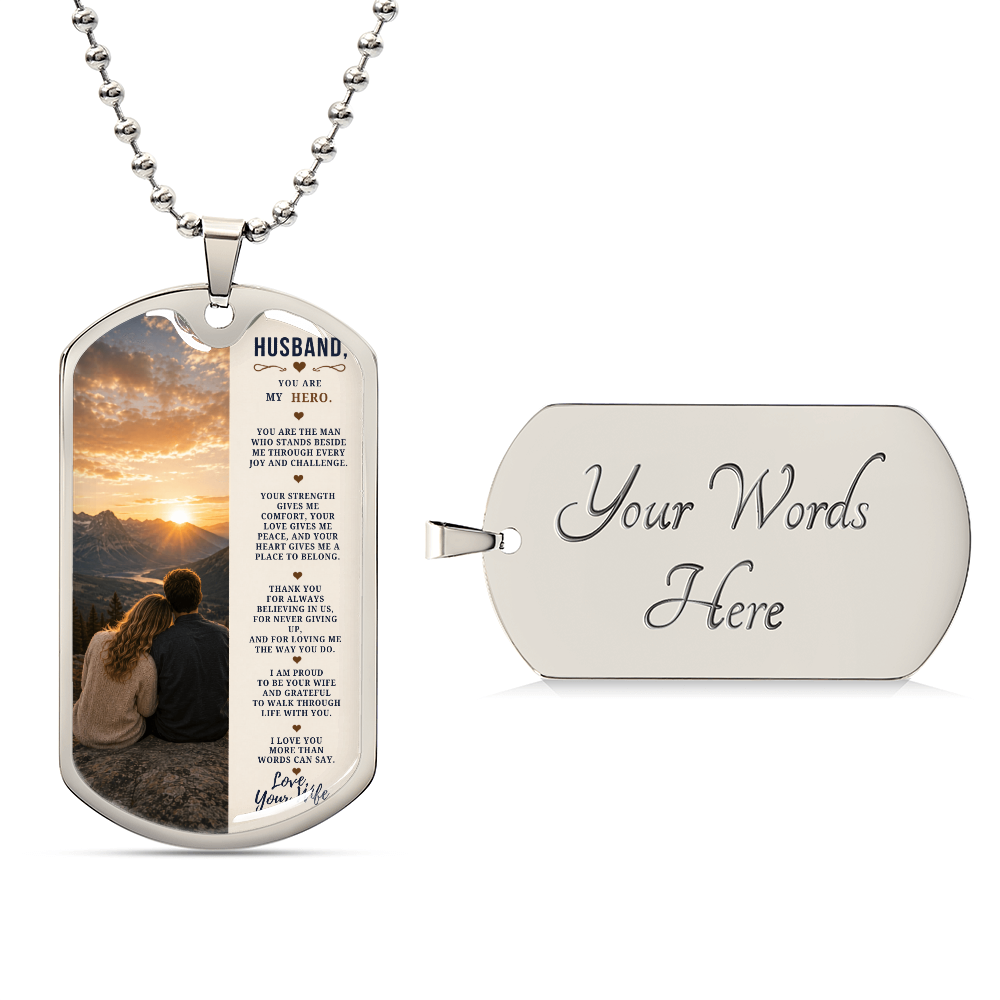 To My Husband – My Hero and Best Friend | Dog Tag Necklace Gift From Wife