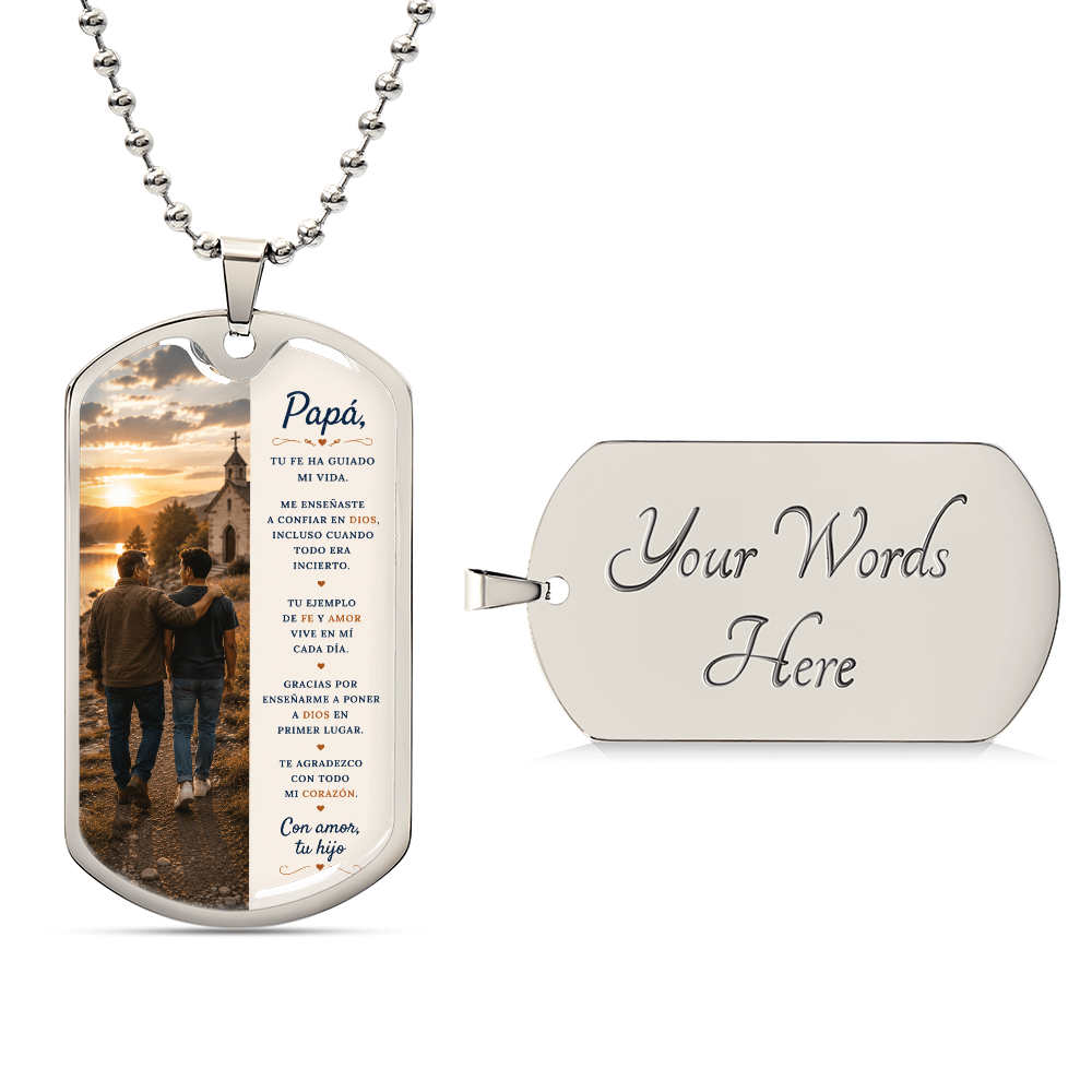 Para Mi Papá – Una Bendición de Dios | Collar Dog Tag De Hijo a Padre