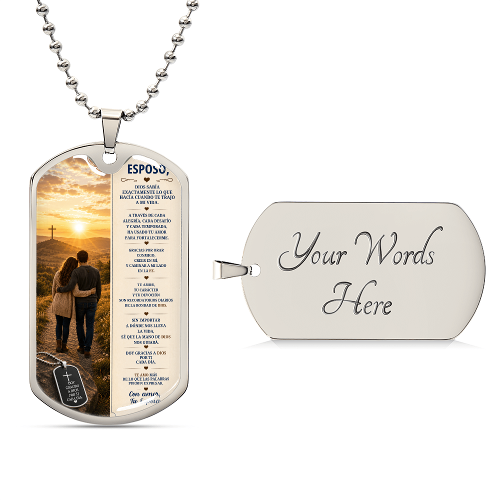 Para Mi Esposo – Dios Sabía Exactamente Lo Que Hacía | Collar Militar Personalizado de Esposa a Esposo