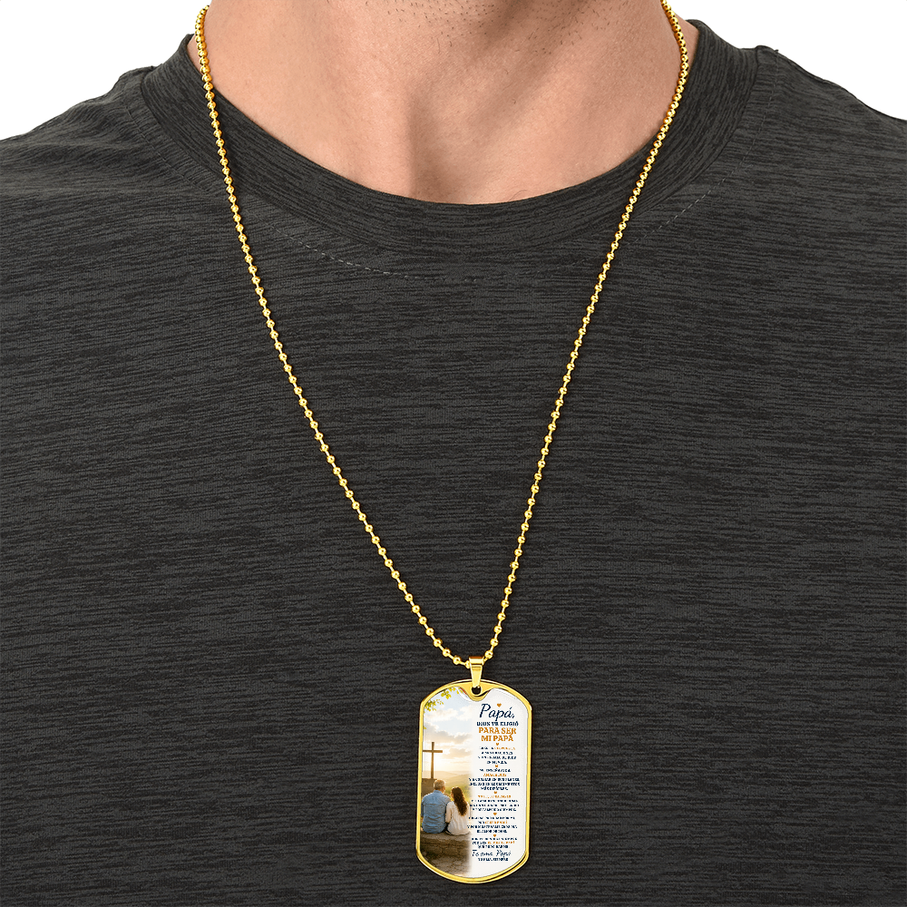 Para Papá – Dios Te Eligió Para Mí | Collar Dog Tag de Hija | Regalo Personalizado para Papá