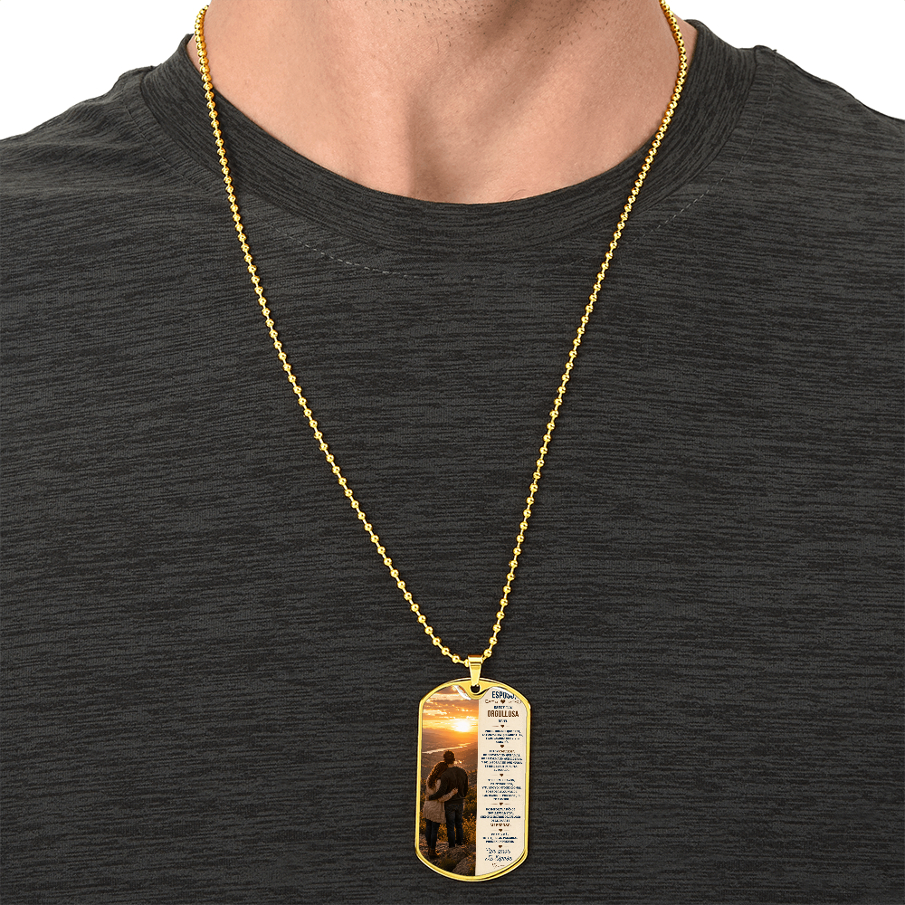 Para Mi Esposo – Estoy Tan Orgullosa De Ti | Collar Militar Personalizado de Esposa a Esposo