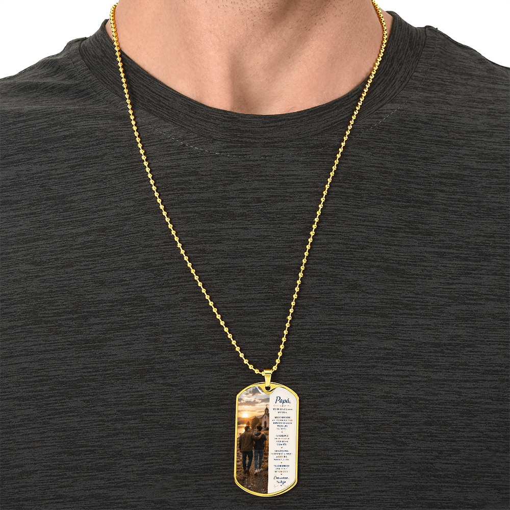 Para Mi Papá – Una Bendición de Dios | Collar Dog Tag De Hijo a Padre