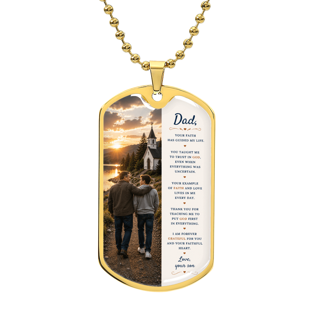 To My Dad – A Blessing from God | Dog Tag Necklace Gift from Son