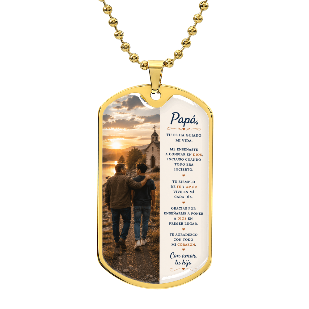 Para Mi Papá – Una Bendición de Dios | Collar Dog Tag De Hijo a Padre