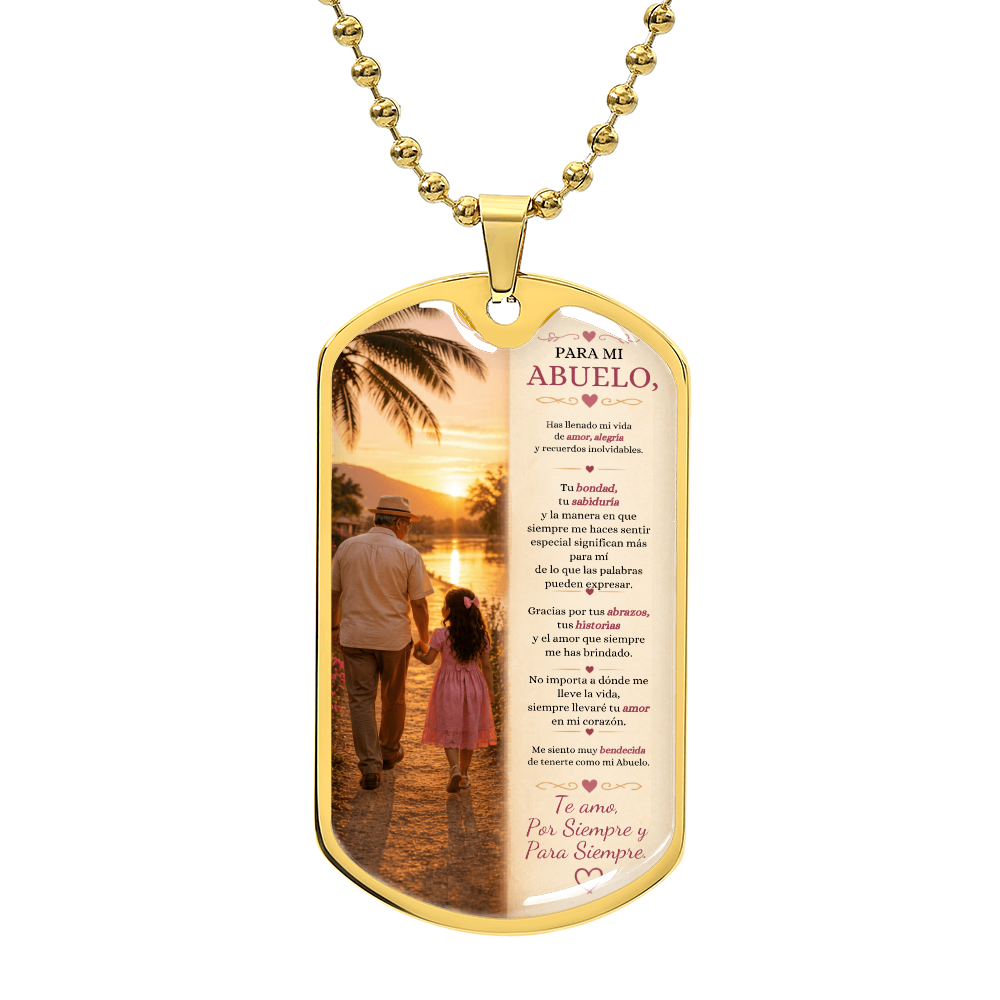 Collar Dog Tag Para Mi Abuelo | Regalo Significativo de Nieta a Abuelo | Regalo para el Día del Padre | Collar Militar Personalizado
