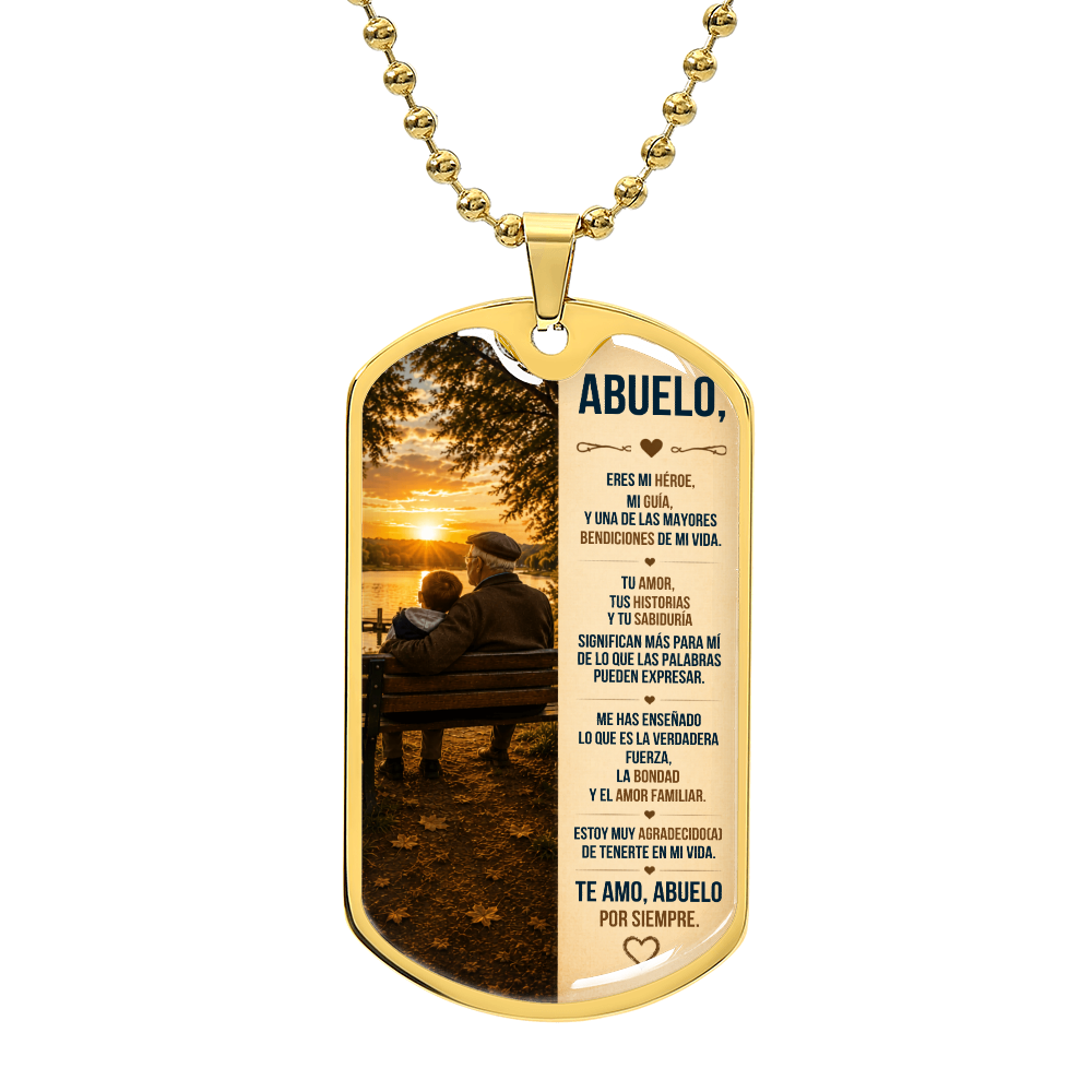 Para Mi Abuelo – Collar Militar con Placa Dog Tag | Regalo Personalizado para Abuelo | Regalo Significativo del Nieto(a)