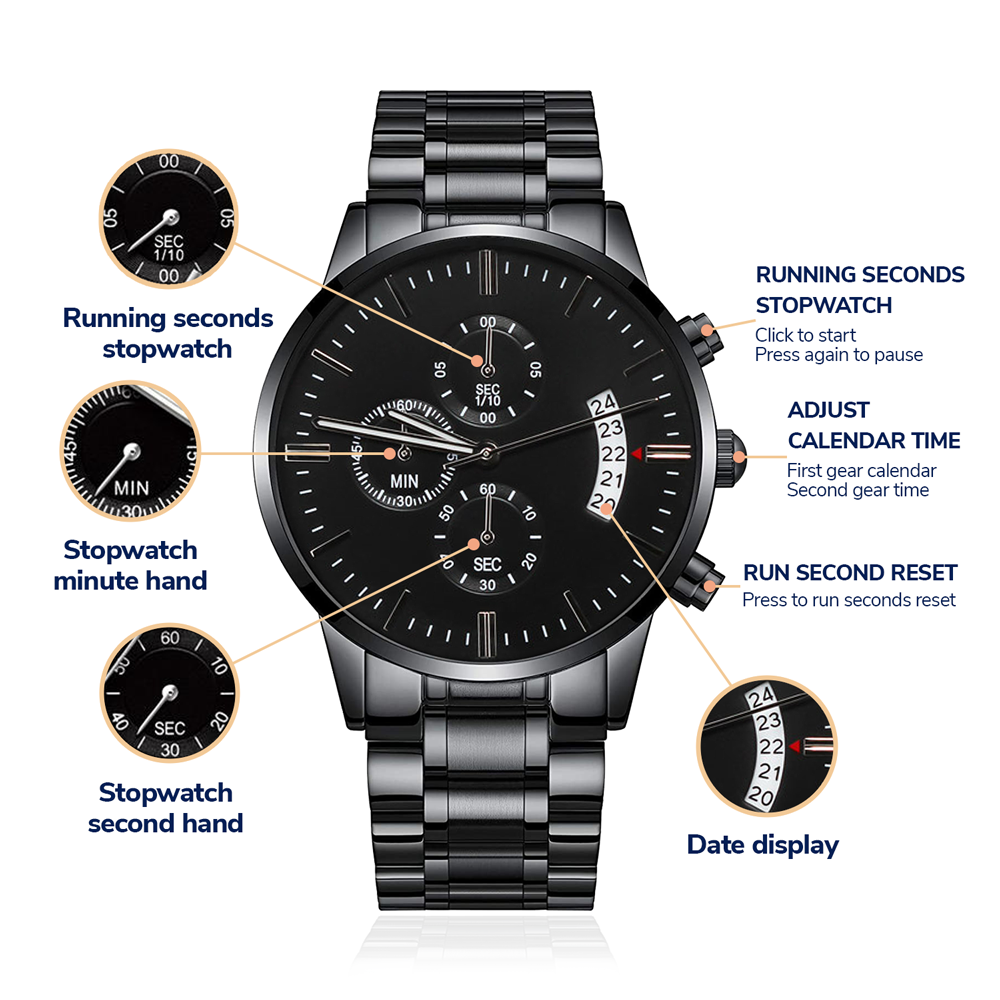 Engraved Chronograph Watch for Dad | Personalized Father's Day Gift | Custom Watch for Him