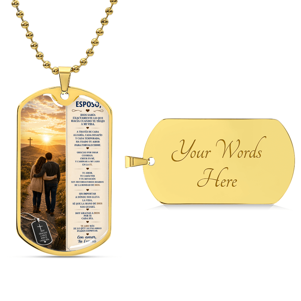 Para Mi Esposo – Dios Sabía Exactamente Lo Que Hacía | Collar Militar Personalizado de Esposa a Esposo