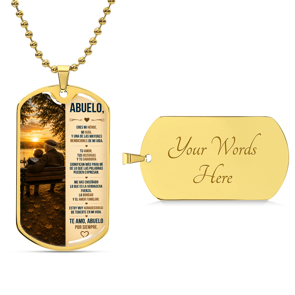 Para Mi Abuelo – Collar Militar con Placa Dog Tag | Regalo Personalizado para Abuelo | Regalo Significativo del Nieto(a)