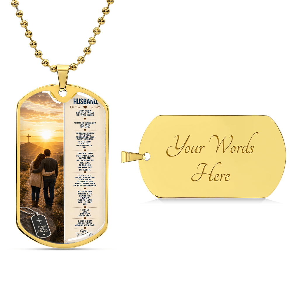 To My Husband – God Knew Exactly What He Was Doing | Personalized Dog Tag Necklace From Wife To Husband