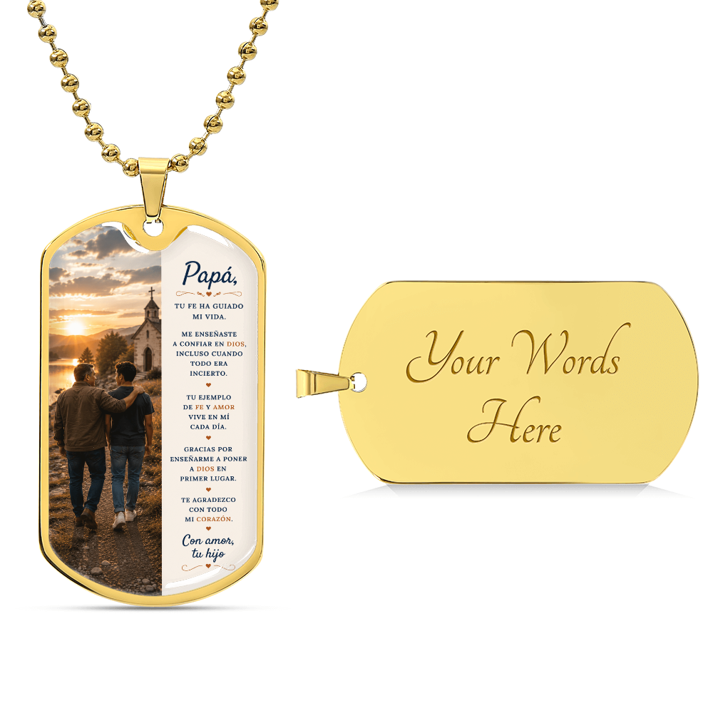Para Mi Papá – Una Bendición de Dios | Collar Dog Tag De Hijo a Padre