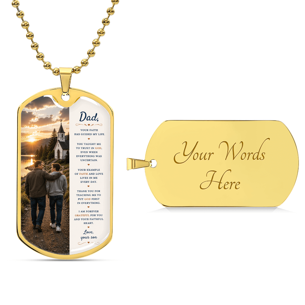 To My Dad – A Blessing from God | Dog Tag Necklace Gift from Son
