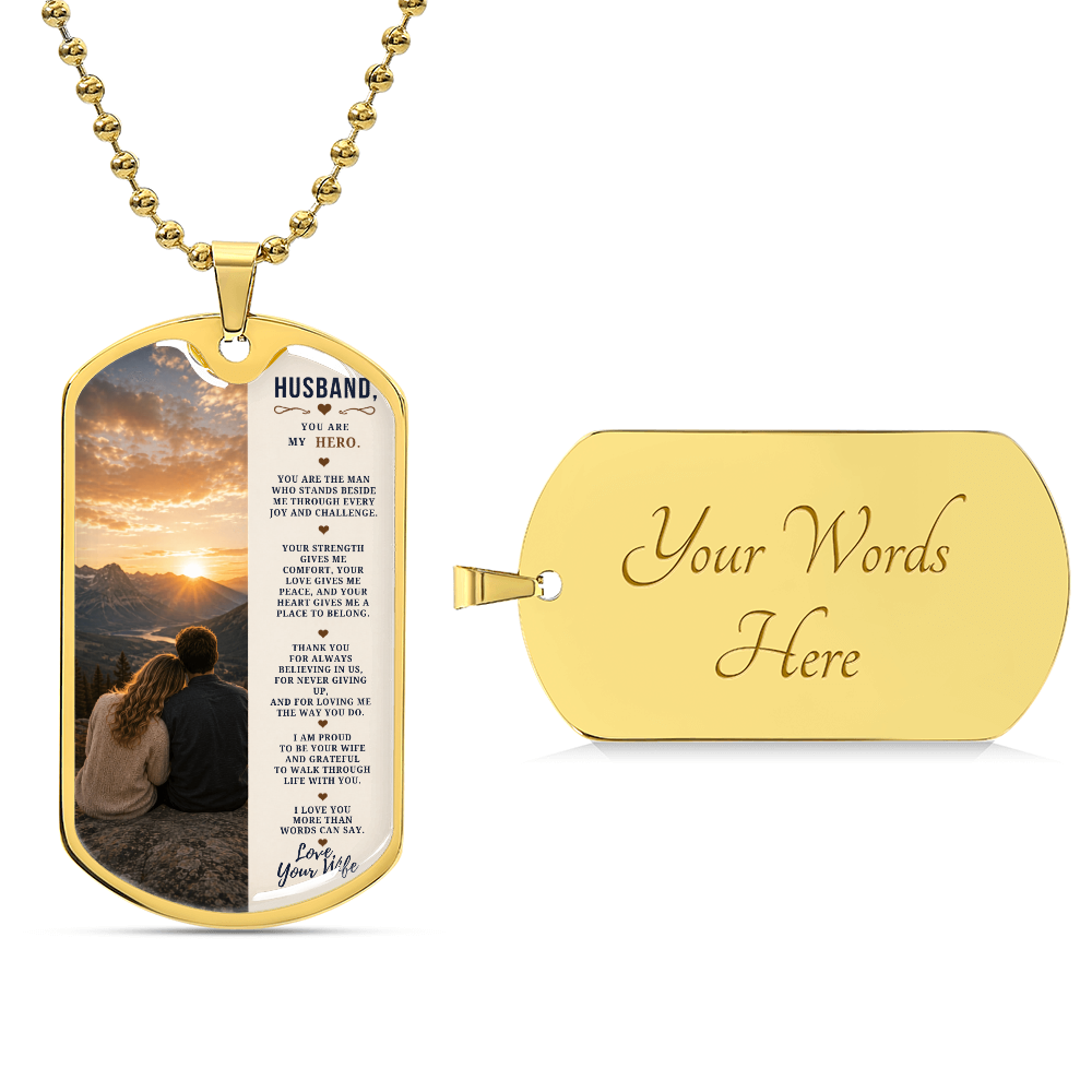 To My Husband – My Hero and Best Friend | Dog Tag Necklace Gift From Wife