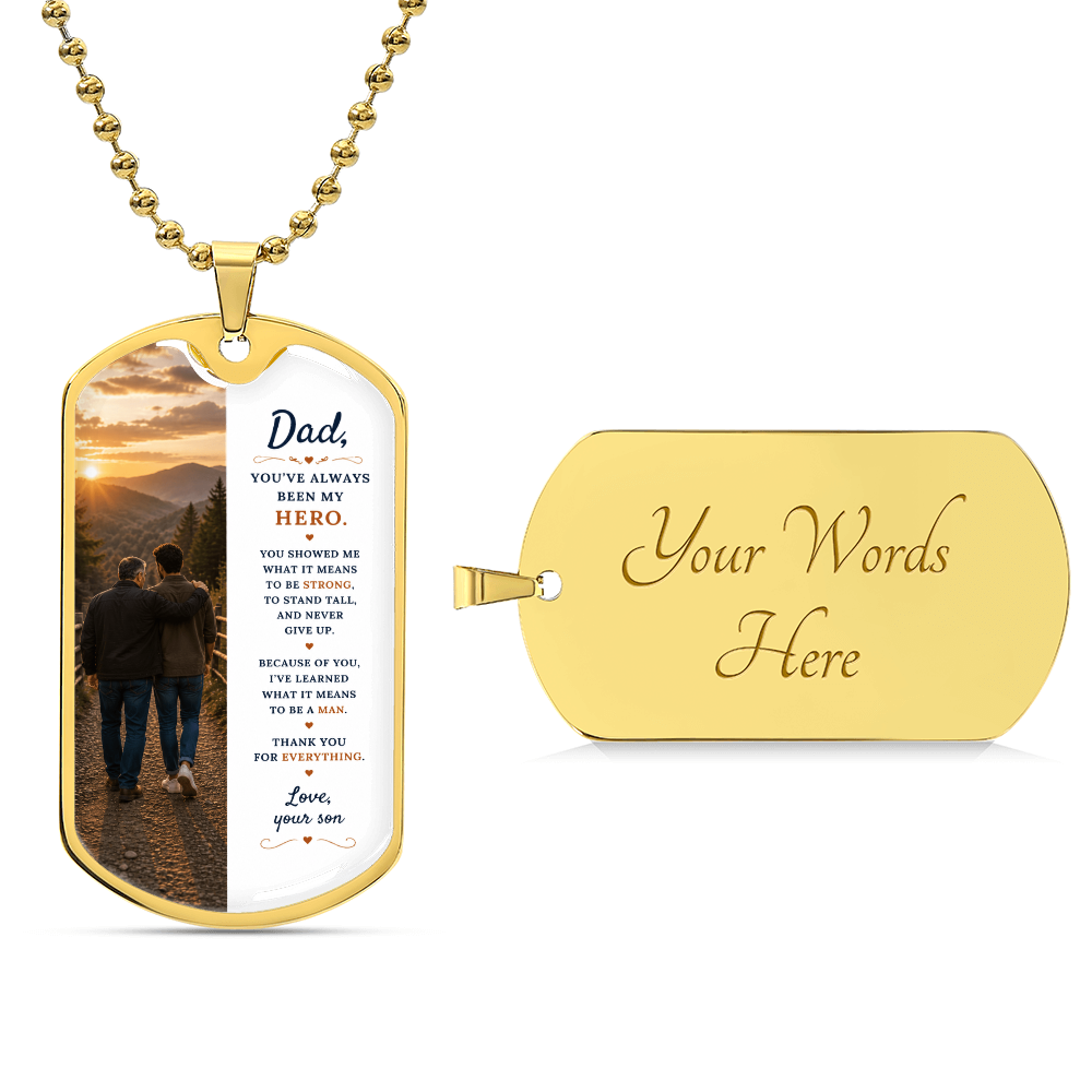 To My Dad – You've Always Been My Hero | Dog Tag Necklace Gift From Son