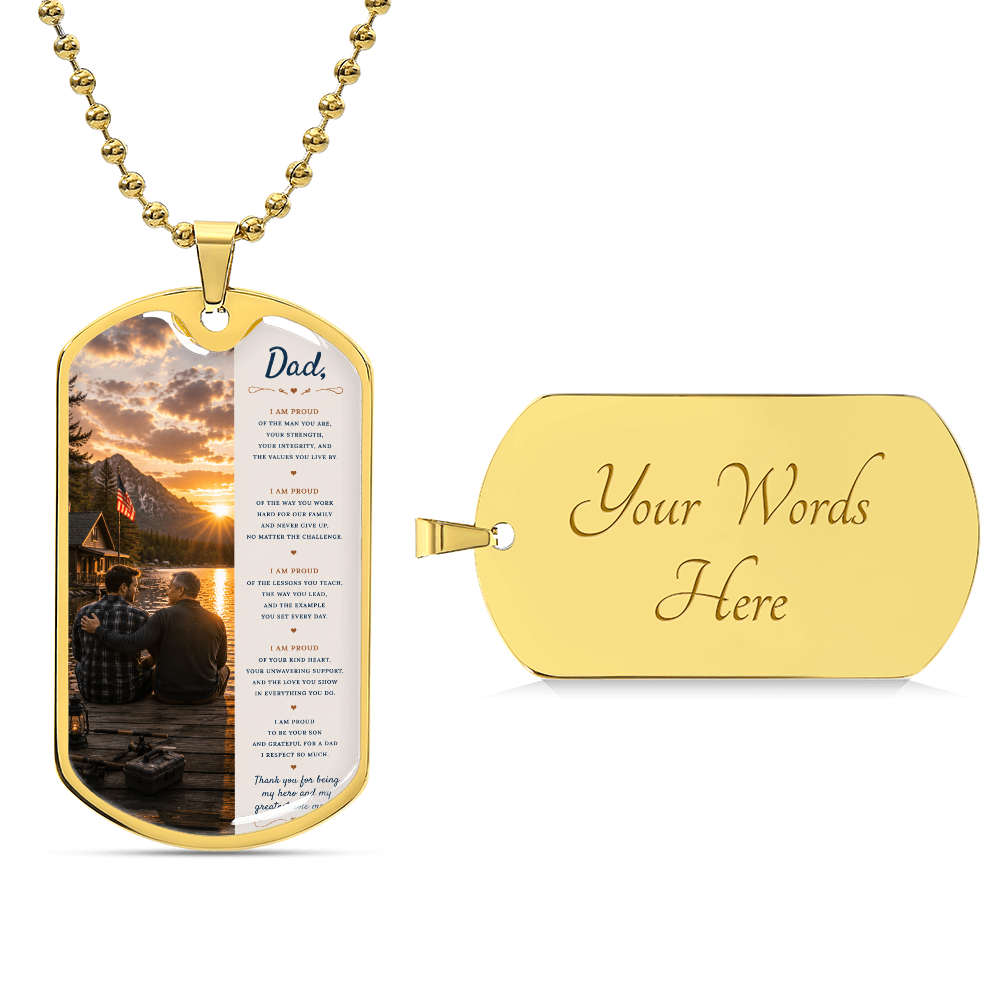 To My Dad – Proud To Be Your Son | Dog Tag Necklace Gift From Son