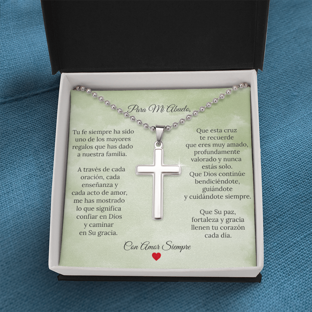 Collar de Cruz para Abuelo – Regalo Cristiano de Nieto o Nieta para el Día del Padre | Collar de Fe para Abuelo