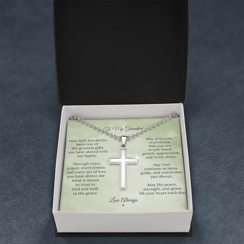 To My Grandpa – Faith & Love Cross Necklace | Christian Gift for Grandpa