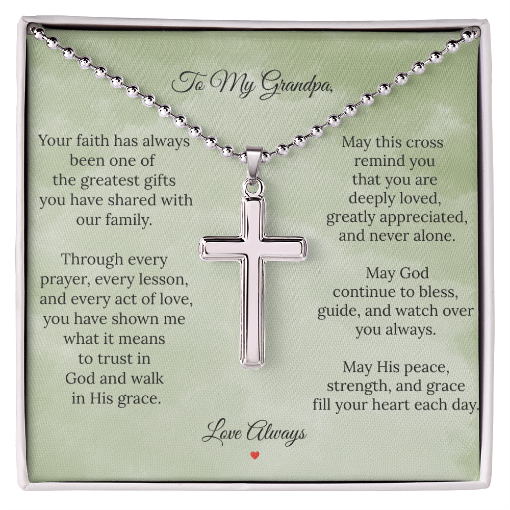 To My Grandpa – Faith & Love Cross Necklace | Christian Gift for Grandpa