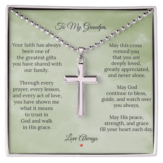 To My Grandpa – Faith & Love Cross Necklace | Christian Gift for Grandpa