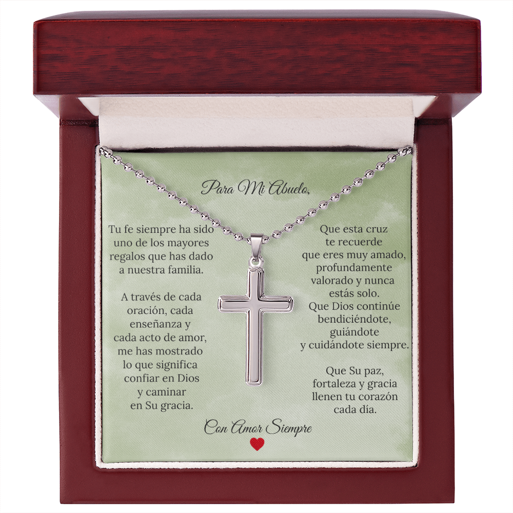 Collar de Cruz para Abuelo – Regalo Cristiano de Nieto o Nieta para el Día del Padre | Collar de Fe para Abuelo