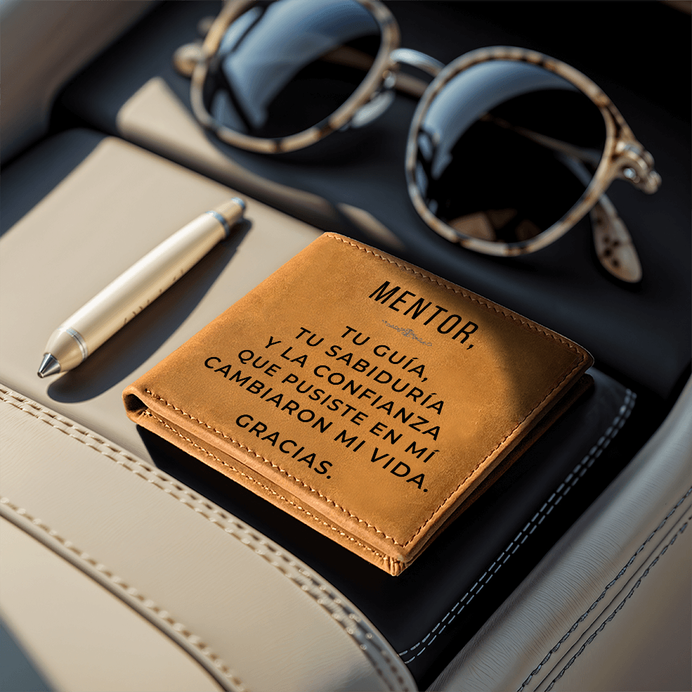 Cartera de Cuero Personalizada para Mentor – Regalo Inspirador de Agradecimiento