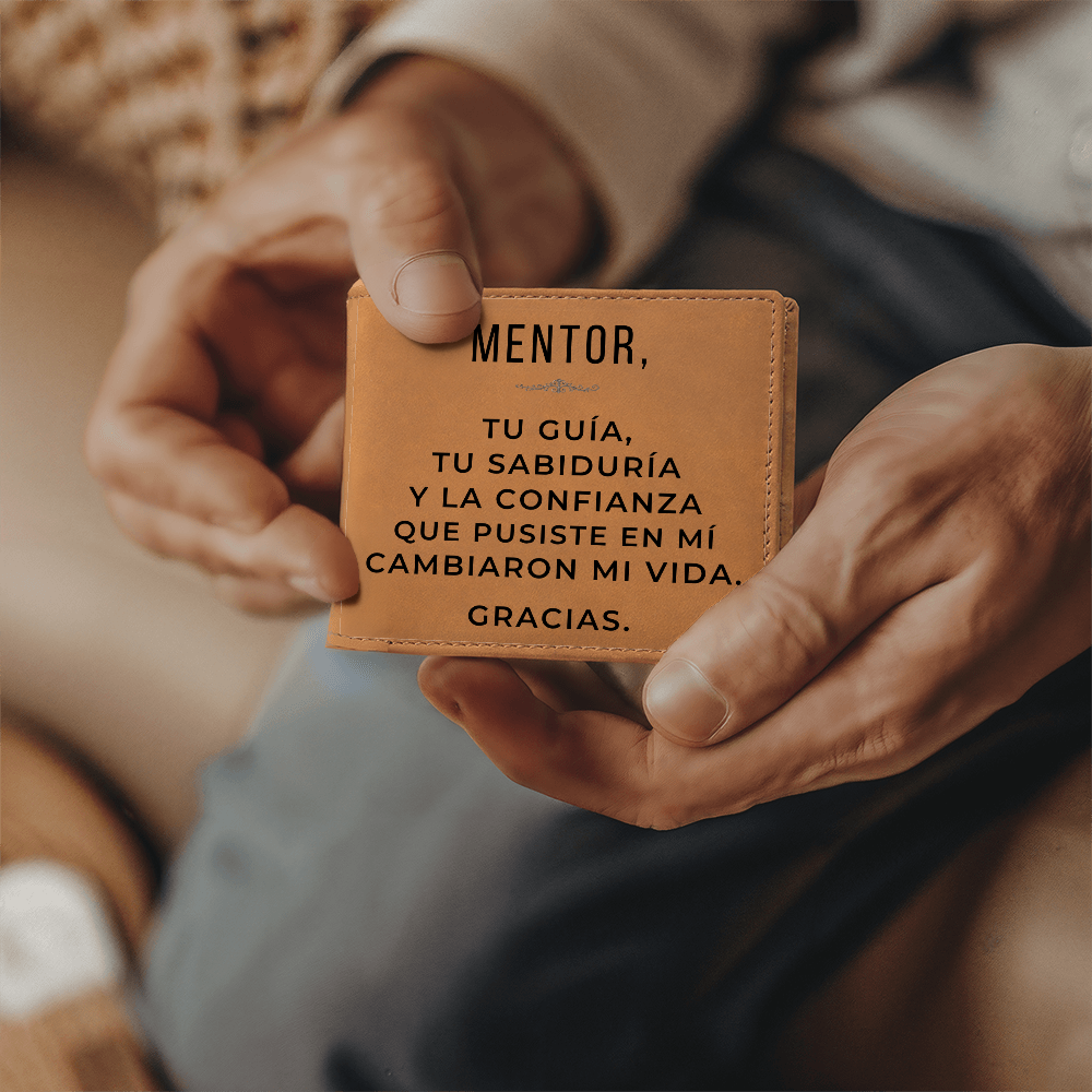 Cartera de Cuero Personalizada para Mentor – Regalo Inspirador de Agradecimiento
