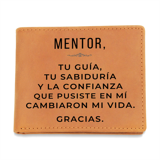 Cartera de Cuero Personalizada para Mentor – Regalo Inspirador de Agradecimiento