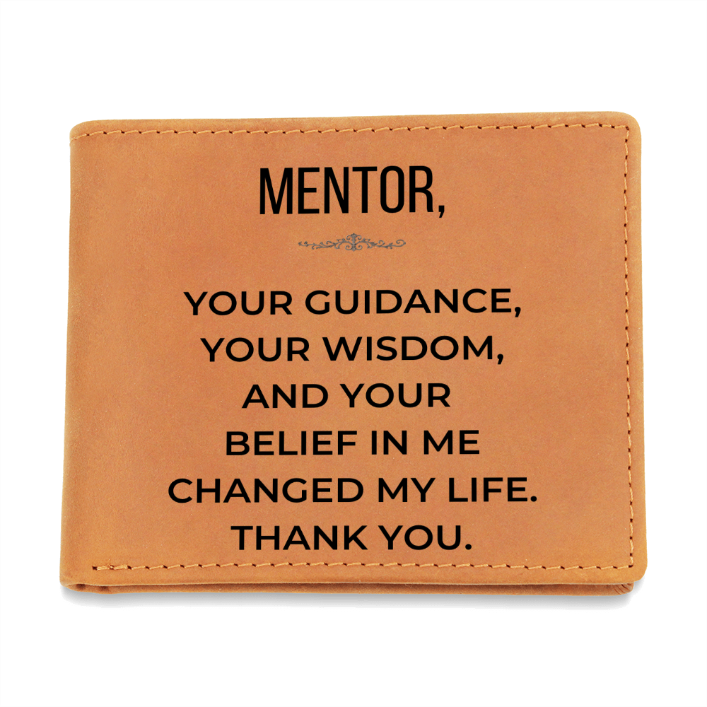 Personalized Leather Wallet for Mentor – Inspirational Thank You Gift