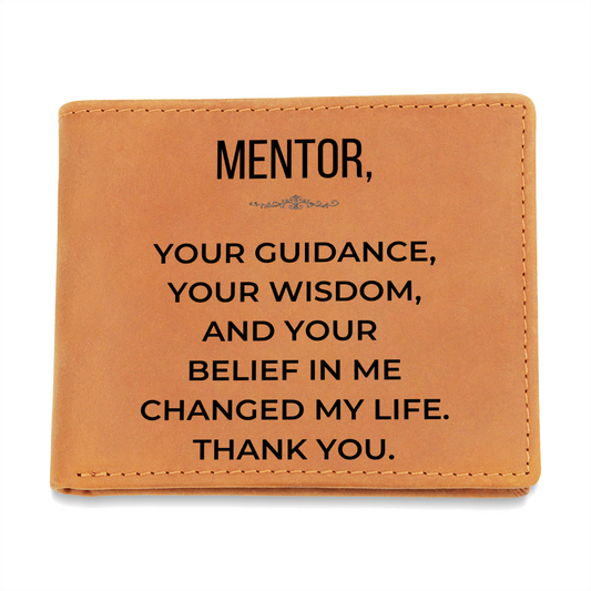 Personalized Leather Wallet for Mentor – Inspirational Thank You Gift