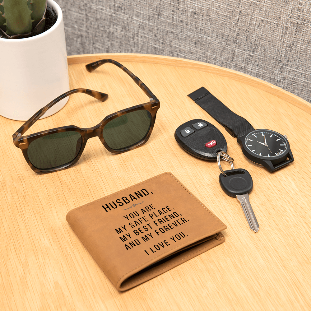 Personalized Leather Wallet for Husband – Romantic Gift for Him