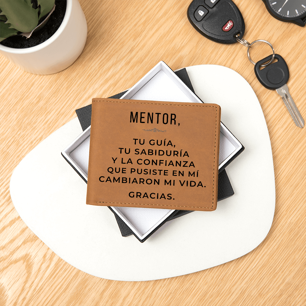 Cartera de Cuero Personalizada para Mentor – Regalo Inspirador de Agradecimiento