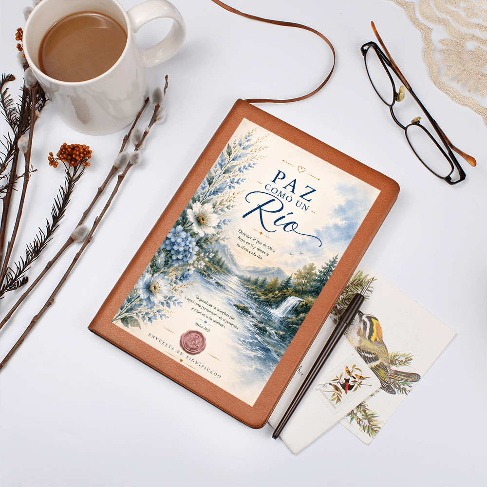 Paz Como un Río | Un Diario de Fe para Descansar en la Perfecta Paz de Dios (Diario de Cuero Vegano)