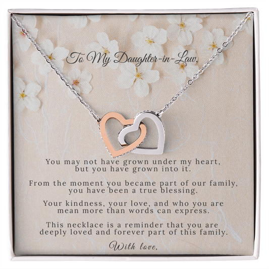 Interlocking Hearts Necklace – Welcome to Our Family | Daughter-in-Law Gift