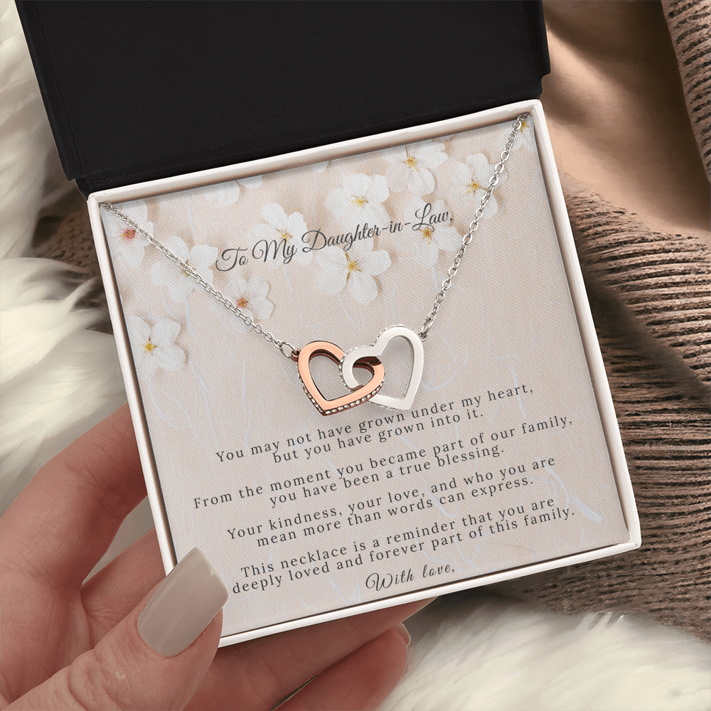 Interlocking Hearts Necklace – Welcome to Our Family | Daughter-in-Law Gift