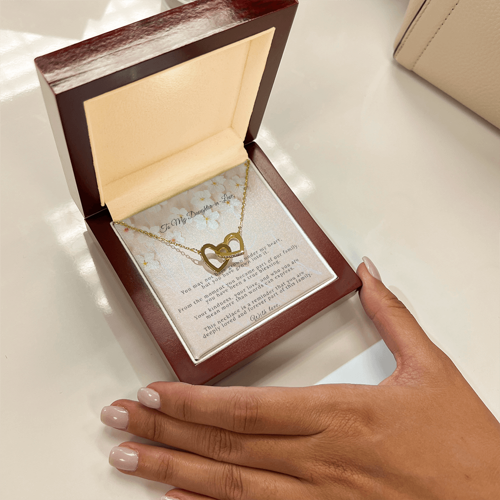 Interlocking Hearts Necklace – Welcome to Our Family | Daughter-in-Law Gift