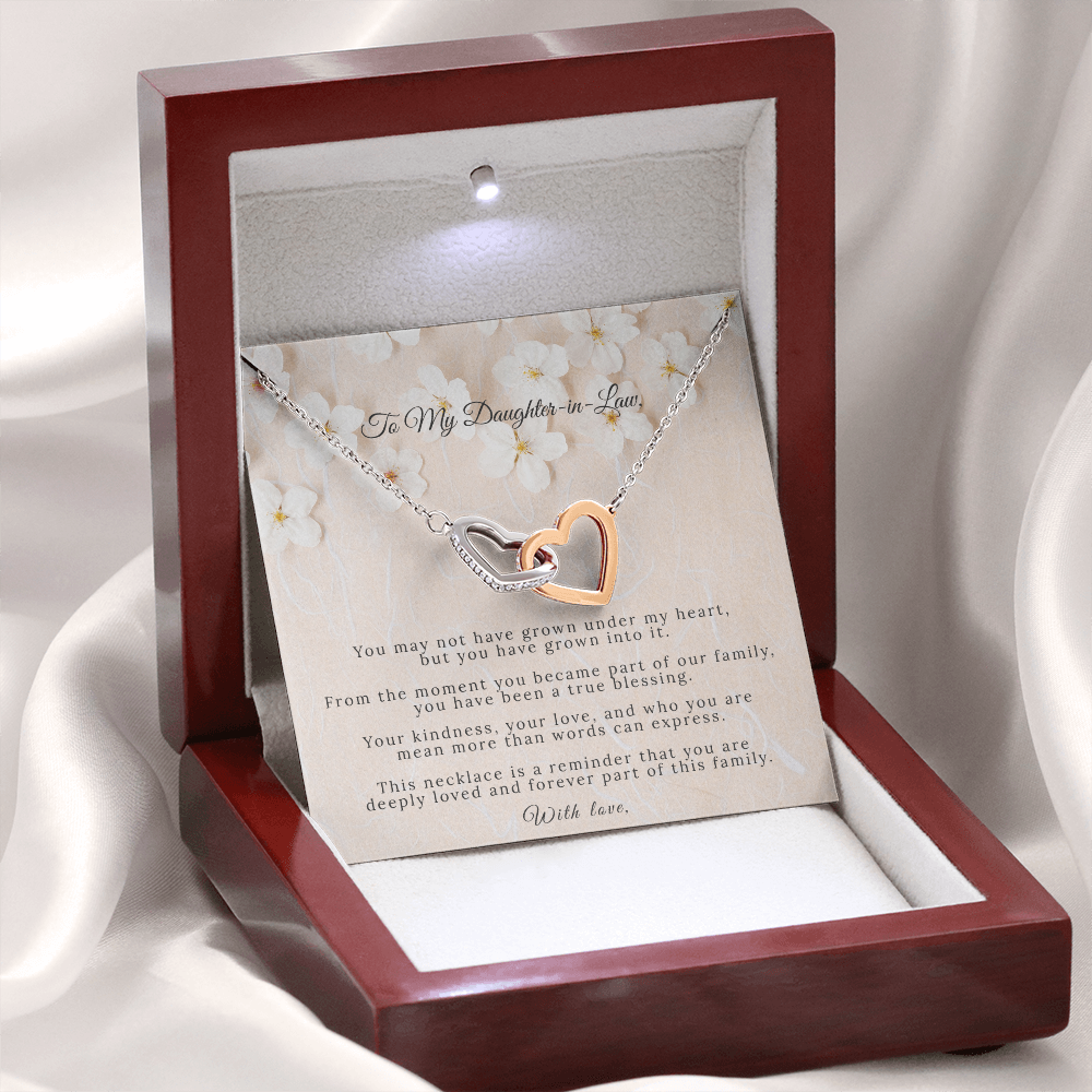 Interlocking Hearts Necklace – Welcome to Our Family | Daughter-in-Law Gift