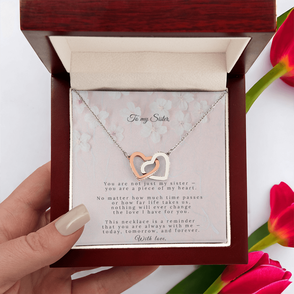 Interlocking Hearts Necklace | A Piece of My Heart | Sister Gift